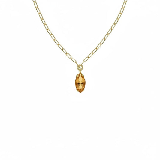 Collar corto lágrima cristal en Plata baño Oro de Essential