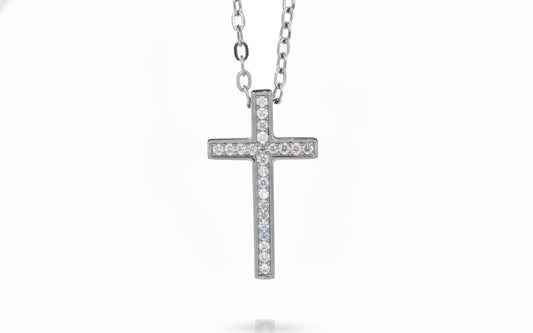 Collar con colgante Cruz y circonitas Acero Inoxidable AGR268