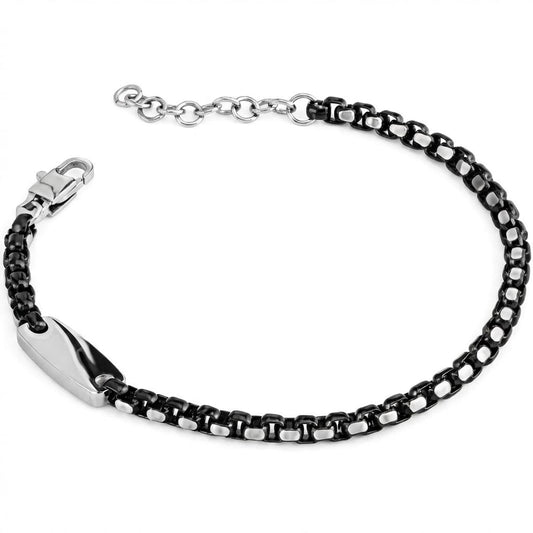 Pulsera con eslabones cúbicos y baño de PVD negro en Acero Inoxidable ABR728B