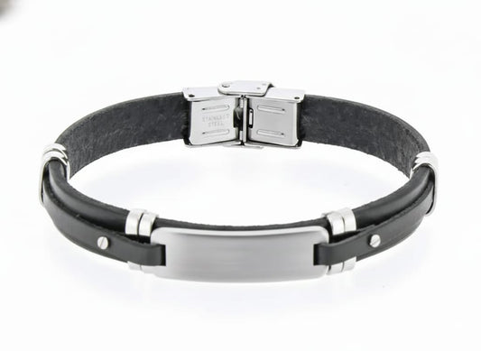 Pulsera Cuero y placa central H20n HO006-N03