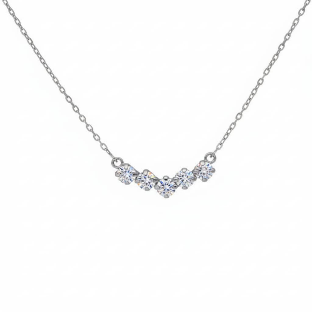 Collar corto Jade cristal blanco en Plata baño rodio