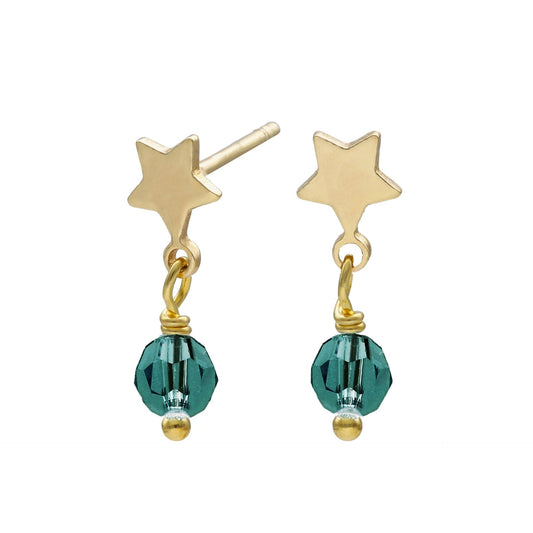 Par de Aros cortos Alice estrella perla
en Plata baño Oro (Emerald)
