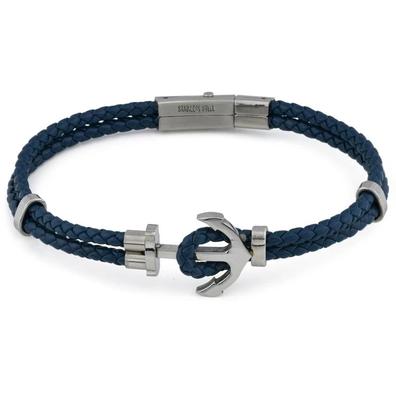 Pulsera Trenzada Timón Azul en Acero Inoxidable ABR706B