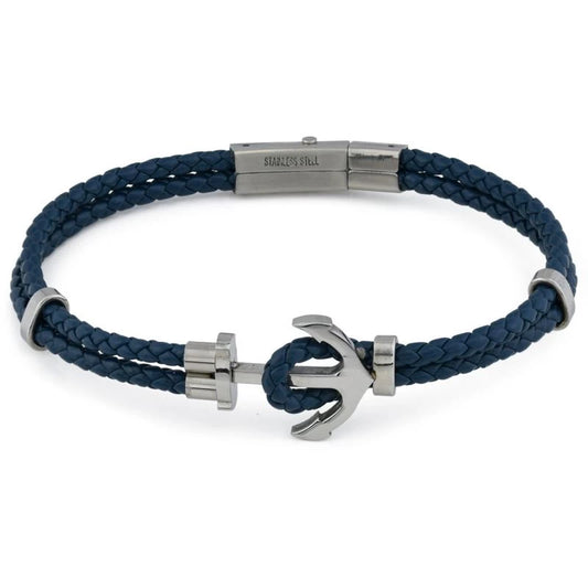 Pulsera Trenzada Timón Azul en Acero Inoxidable ABR706B
