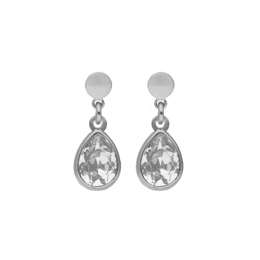 Par de Aros cortos Essential lágrima
cristal en Plata baño rodio