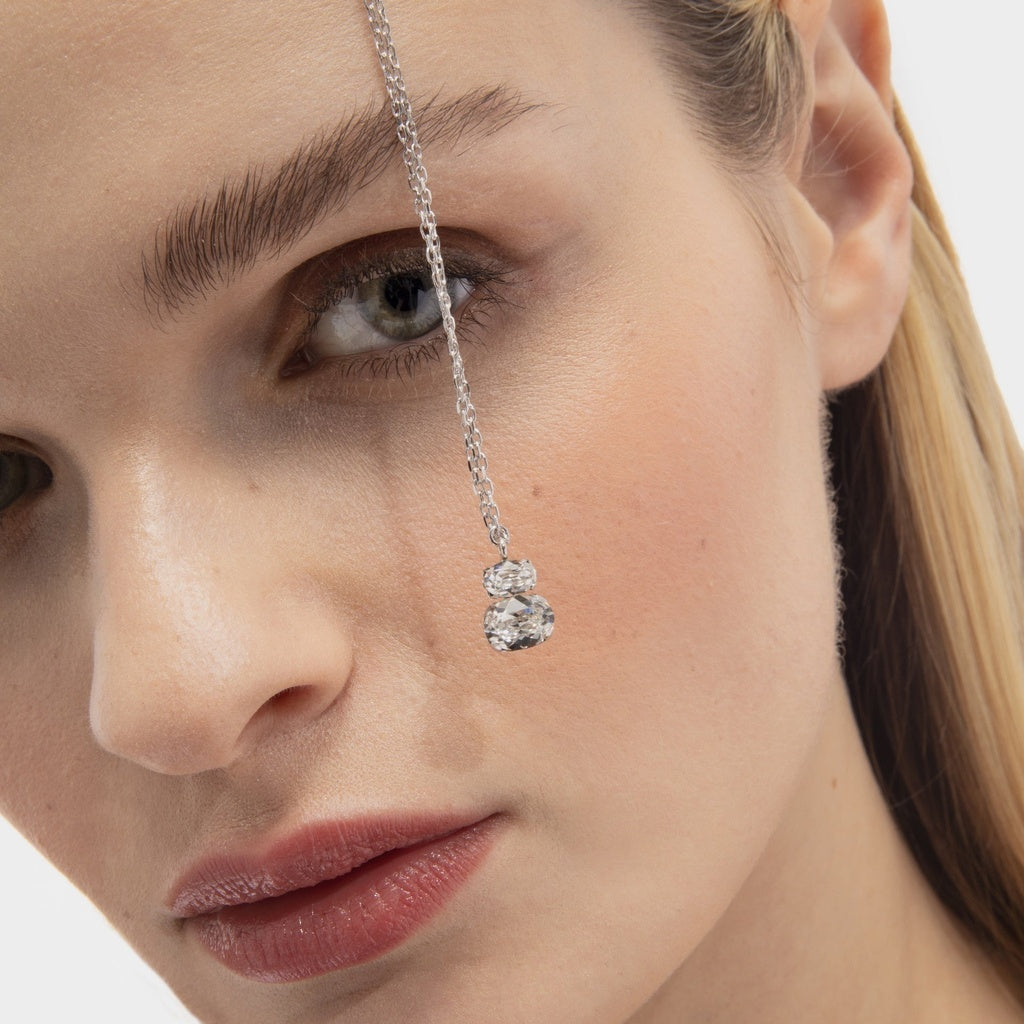Collar corto Gemma cristal en Plata baño rodio