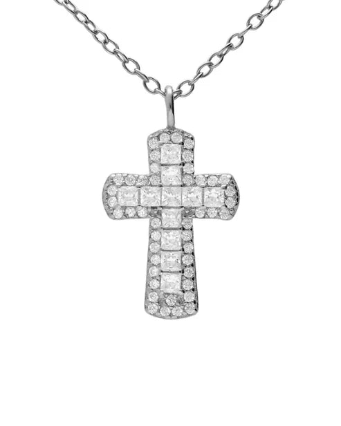 Collar corto Lux cruz con circonita blanca en Plata