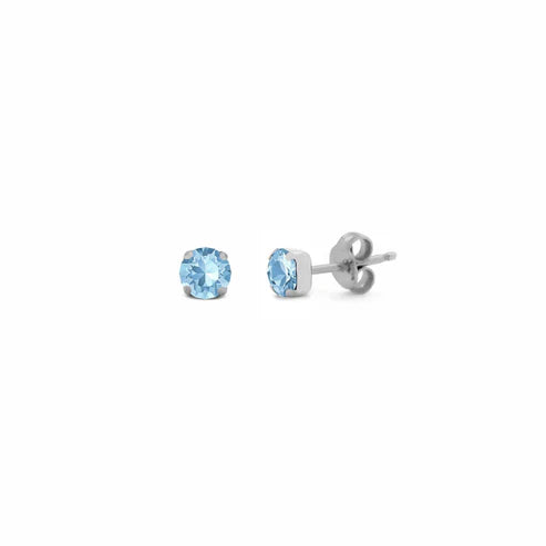 Par de Aros botón círculo cristal en Plata baño rodio de Celine Light Siam