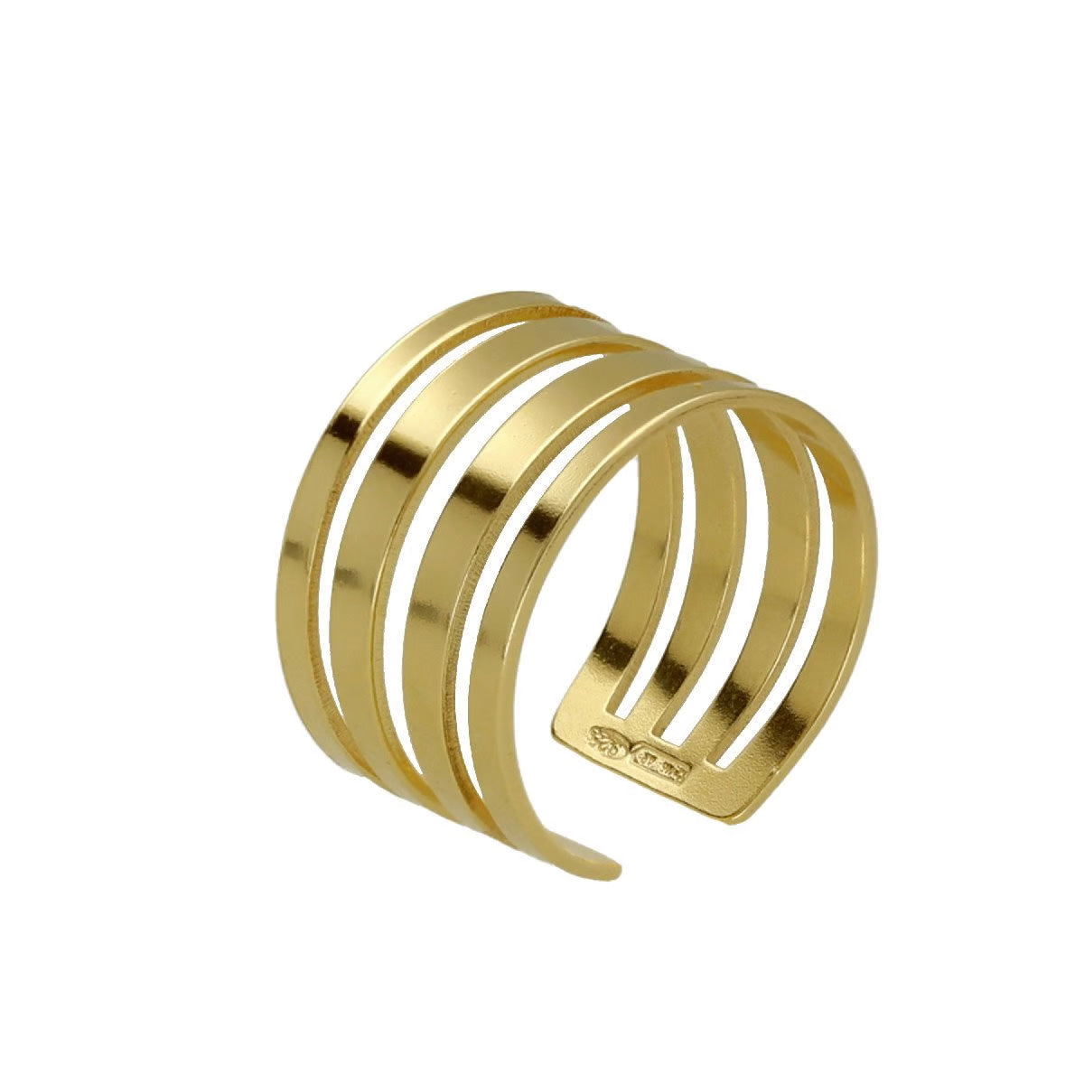 Anillo ajustable en plata 4 bandas de briseida baño de oro 18k