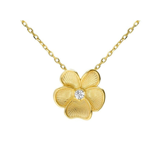 Collar corto Origami flor con cristal blanco en Plata