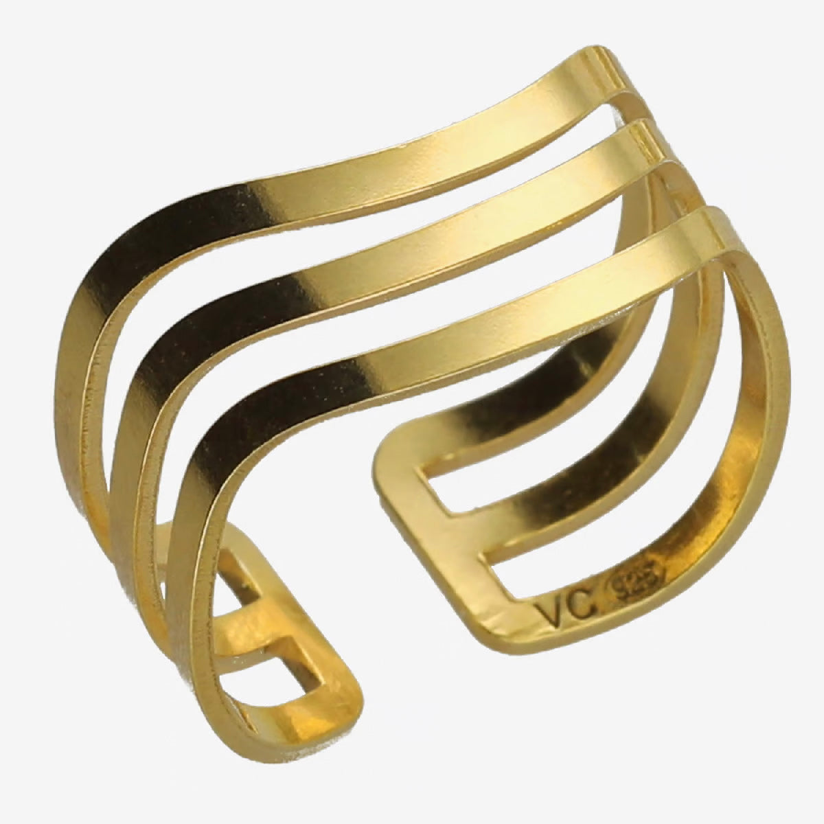 Anillo ajustable en plata de connect (baño de oro 18k)