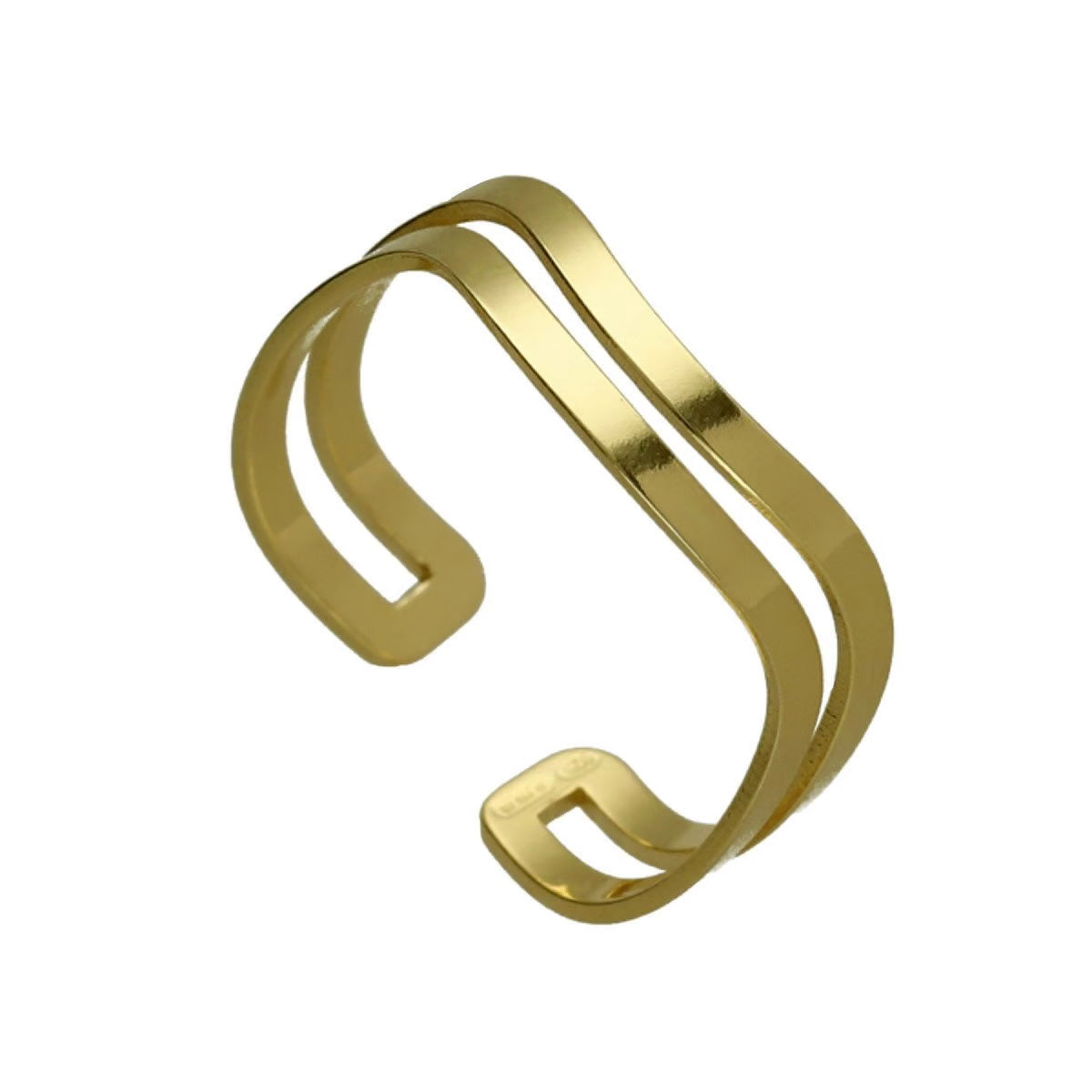 Anillo ajustable en plata de connect baño de oro 18k