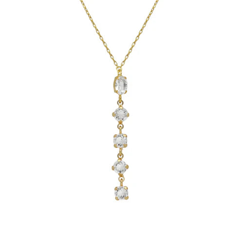 Collar largo White Buenos Días con cristal en Plata