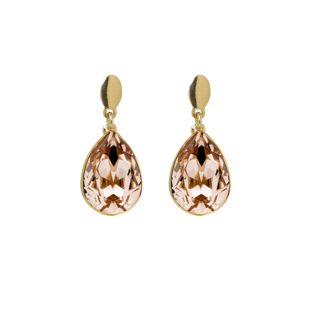 Par de Aros cortos Essential lágrima
cristal en Plata baño Oro (Light
Topaz)