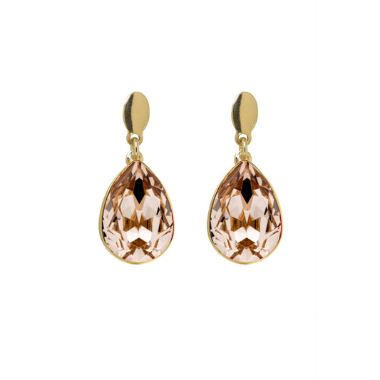 Par de Aros cortos Essential lágrima
cristal en Plata baño Oro (Light
Topaz)
