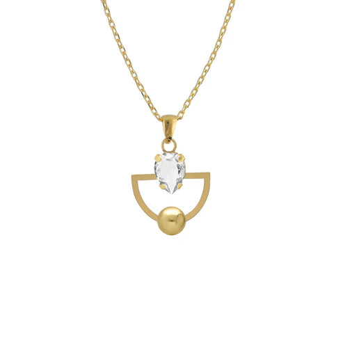 Collar corto White abanico Buongiorno con cristal en Plata baño Oro