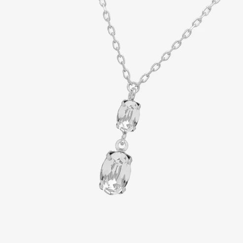 Collar corto Colourful oval cristal en Plata baño rodio de Gemma