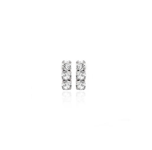 Par de Aros cortos cristal en Plata baño rodio de Aura Crystal
