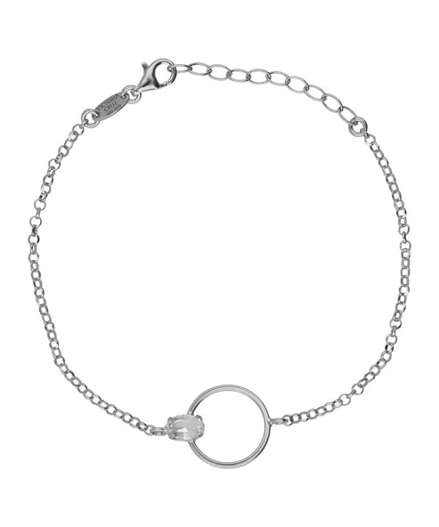 Pulsera oval y círculo Lieve con cristal blanco en Plata