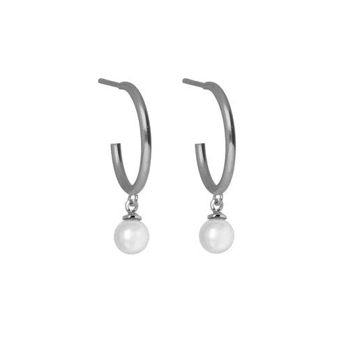 Par de Aros Je T´Aime perla en Plata