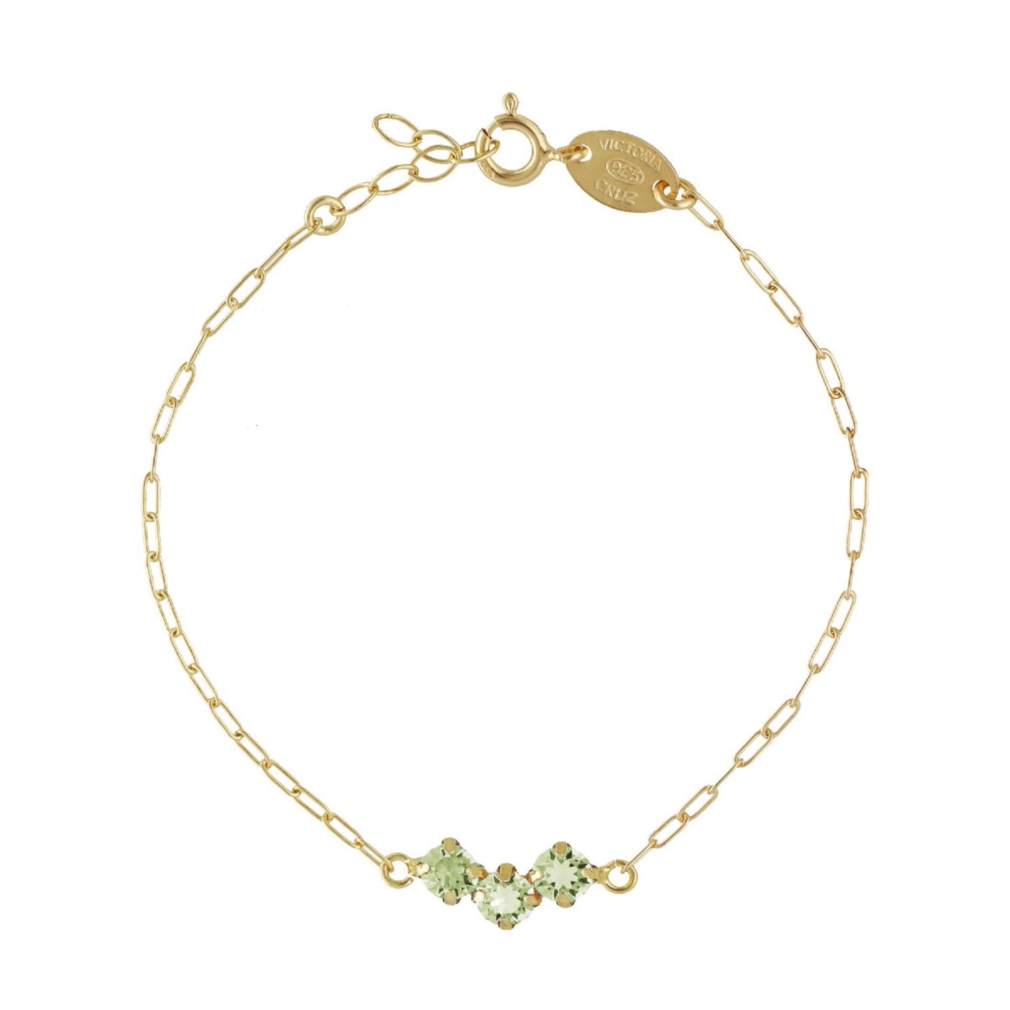 Pulsera Jade cristal en Plata baño Oro