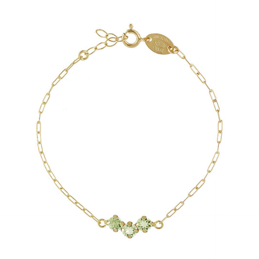 Pulsera Jade cristal en Plata baño Oro