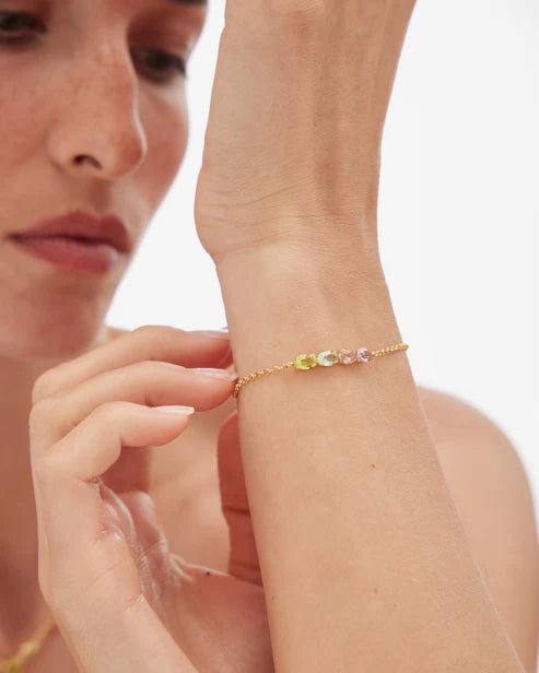 Pulsera Amalfi con cristal multicolor en Plata baño Oro