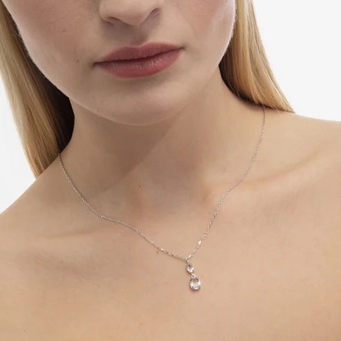 Collar corto Colourful oval cristal en Plata baño rodio de Gemma