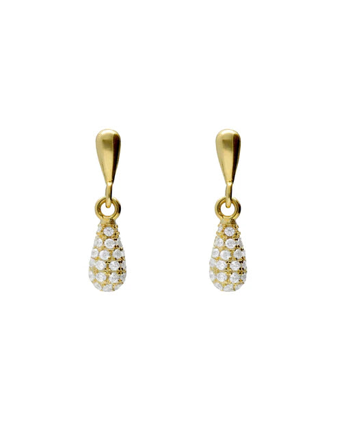 Par de aros cortos Lux gota con circonita blanca en Plata