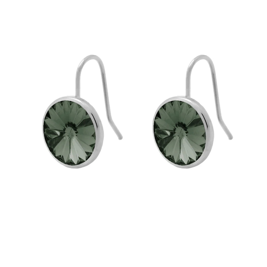Par de Aros gancho cortos círculo cristal en Plata baño rodio de Basic Diamond