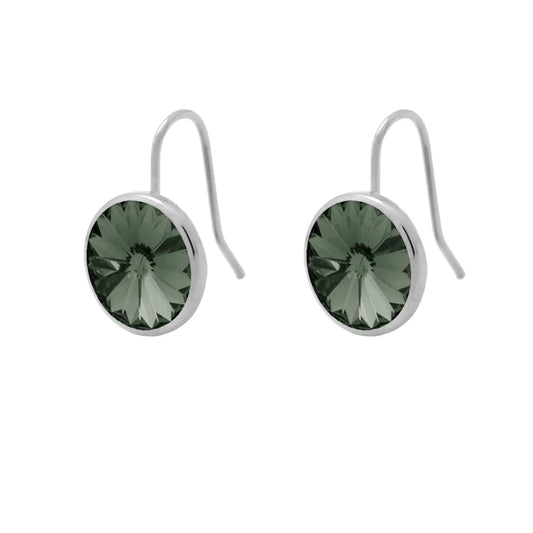 Par de Aros gancho cortos círculo cristal en Plata baño rodio de Basic Diamond