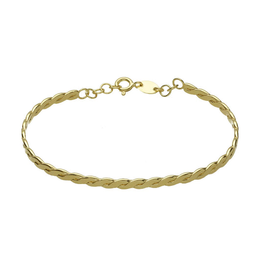 Pulsera rígida trenzado bañada en oro