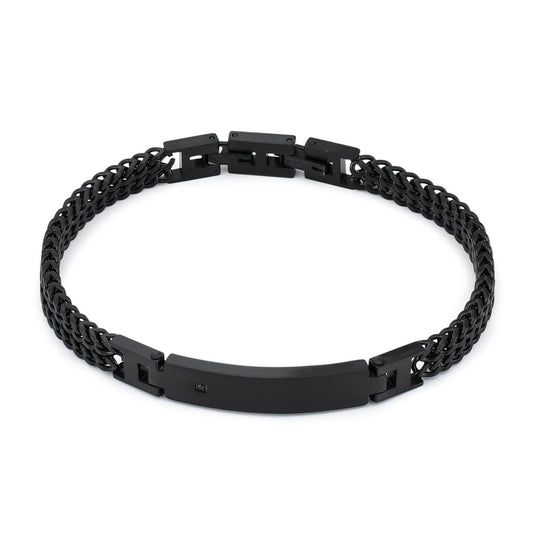 Pulsera para hombre con circonita cúbica negra Acero Inoxidable Boccadamo Man  ABR688N