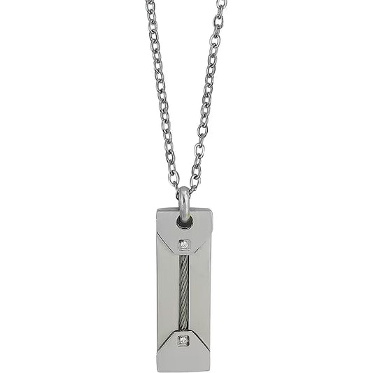 Collar con Colgante y Circonitas en  Acero Inoxidable AGR227