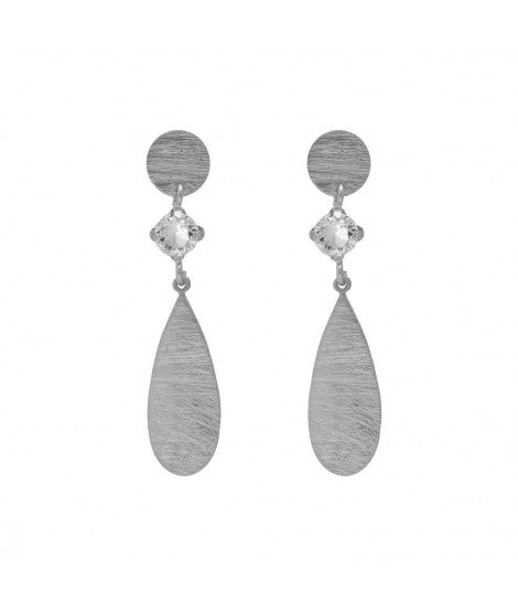 Par de aros cristal blanco en Plata baño Rodio de Noise