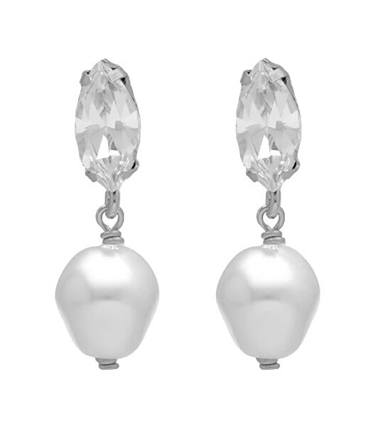 Par de aros de plata brillante con perla barroca Purpose