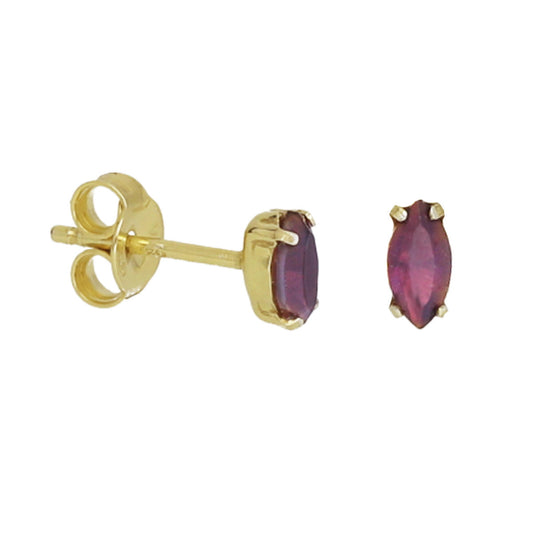 Par de aros botón marquesa morado bañados en oro