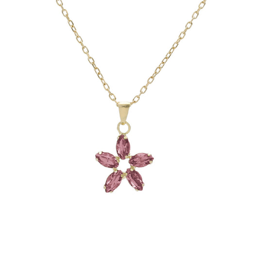 Collar Flor Light Rosa Las Estaciones Oro
