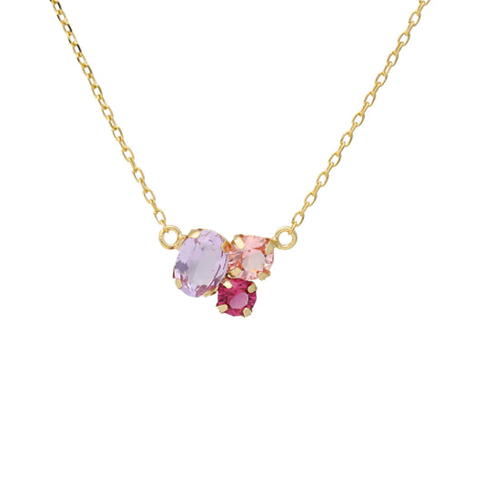 Collar cristales violet de Alexandra bañado en Oro.