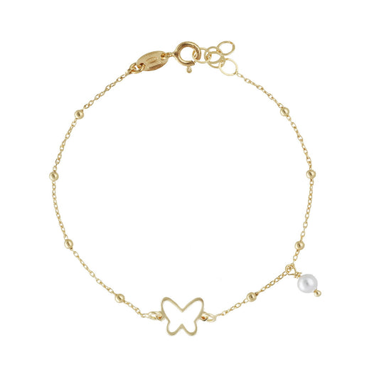 Pulsera mariposa perla Soulmate oro