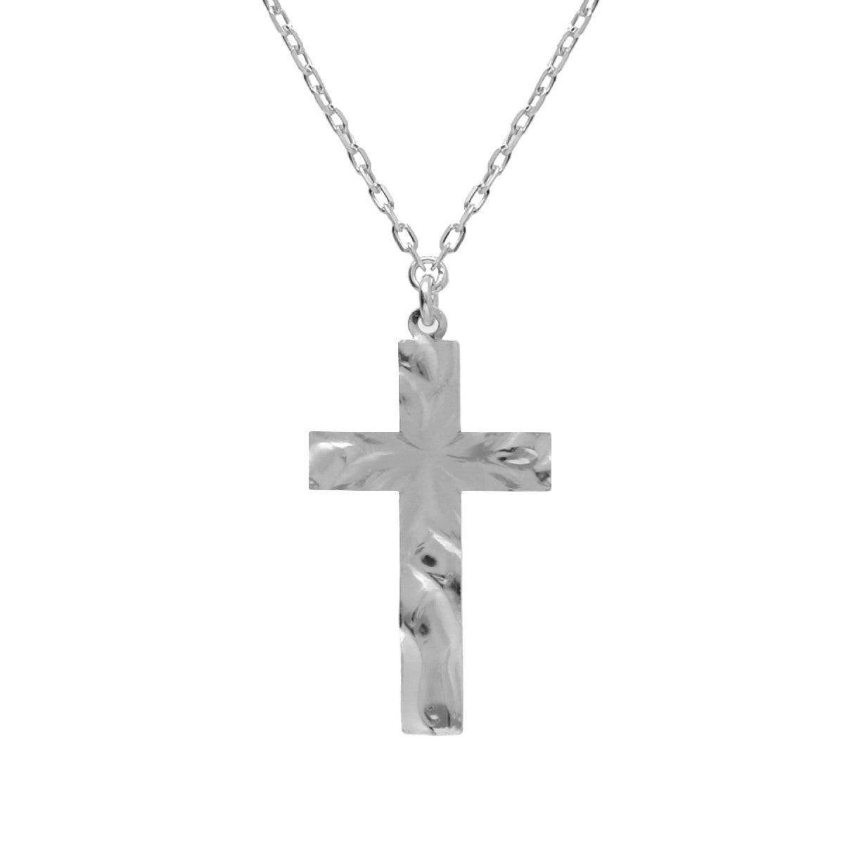 Collar corto cruz textura Nilo elaborado en plata