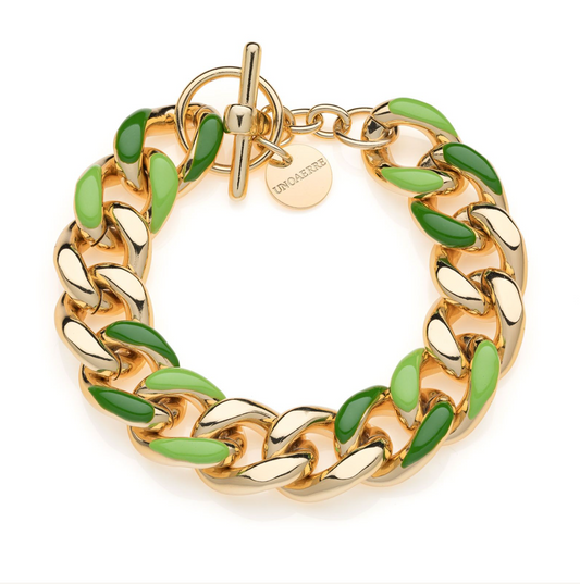Pulsera Bronce bañado en Oro 24k verde